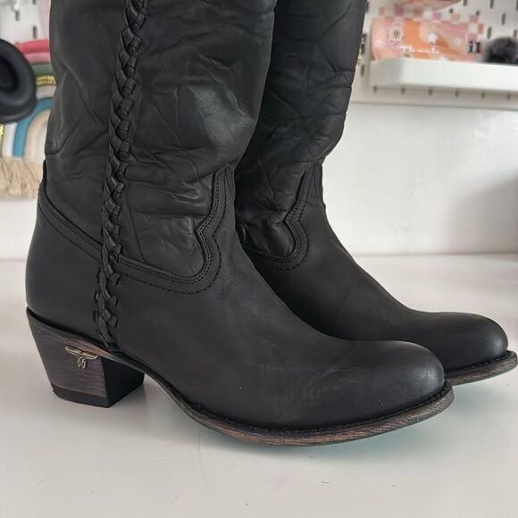 Lane Women's Plain Jane Charcoal Tall Western Boots EUC - Picture 7 of 8